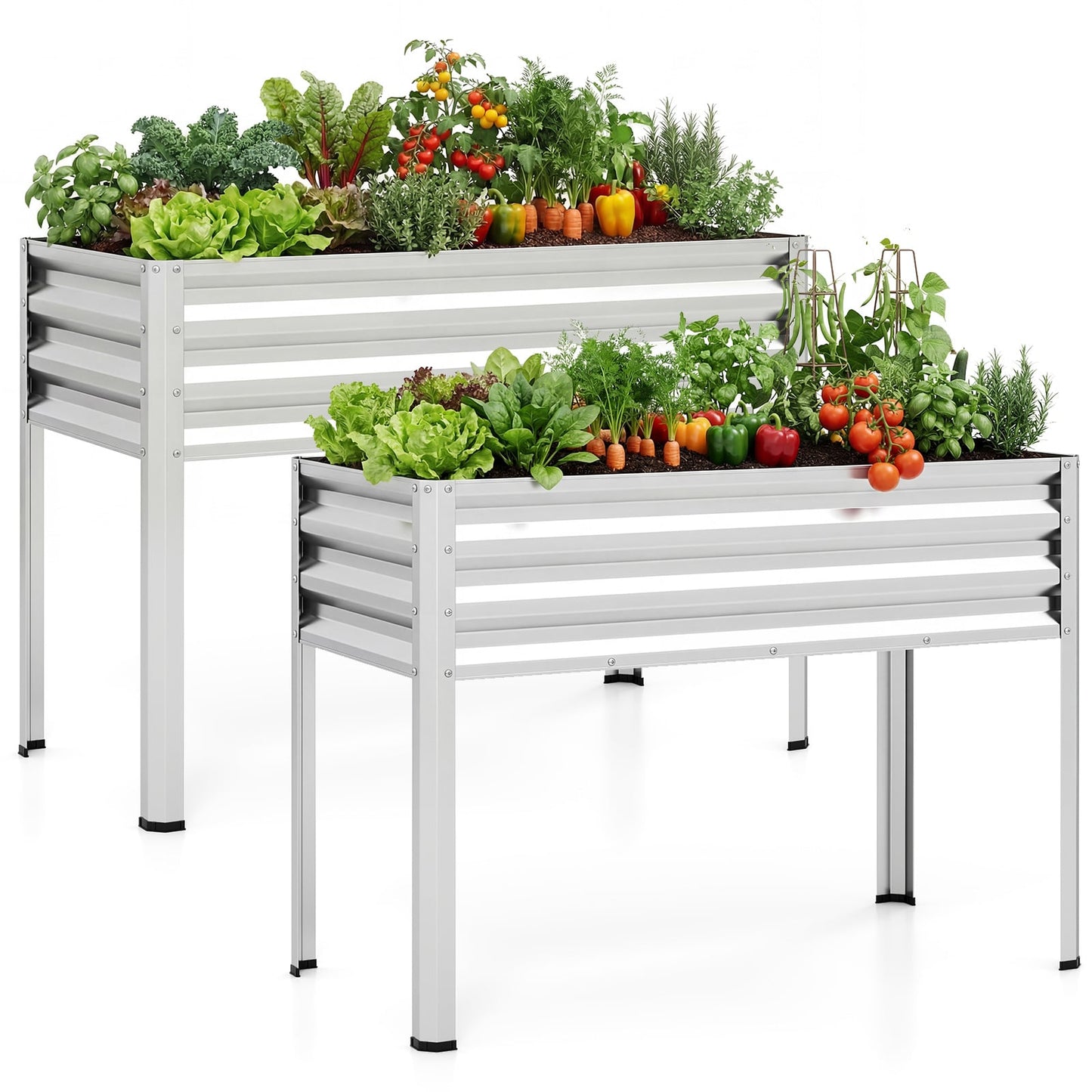 Large Elevated Metal Planter Box Set, 2 Pack, Silver Raised Garden Beds at Gallery Canada