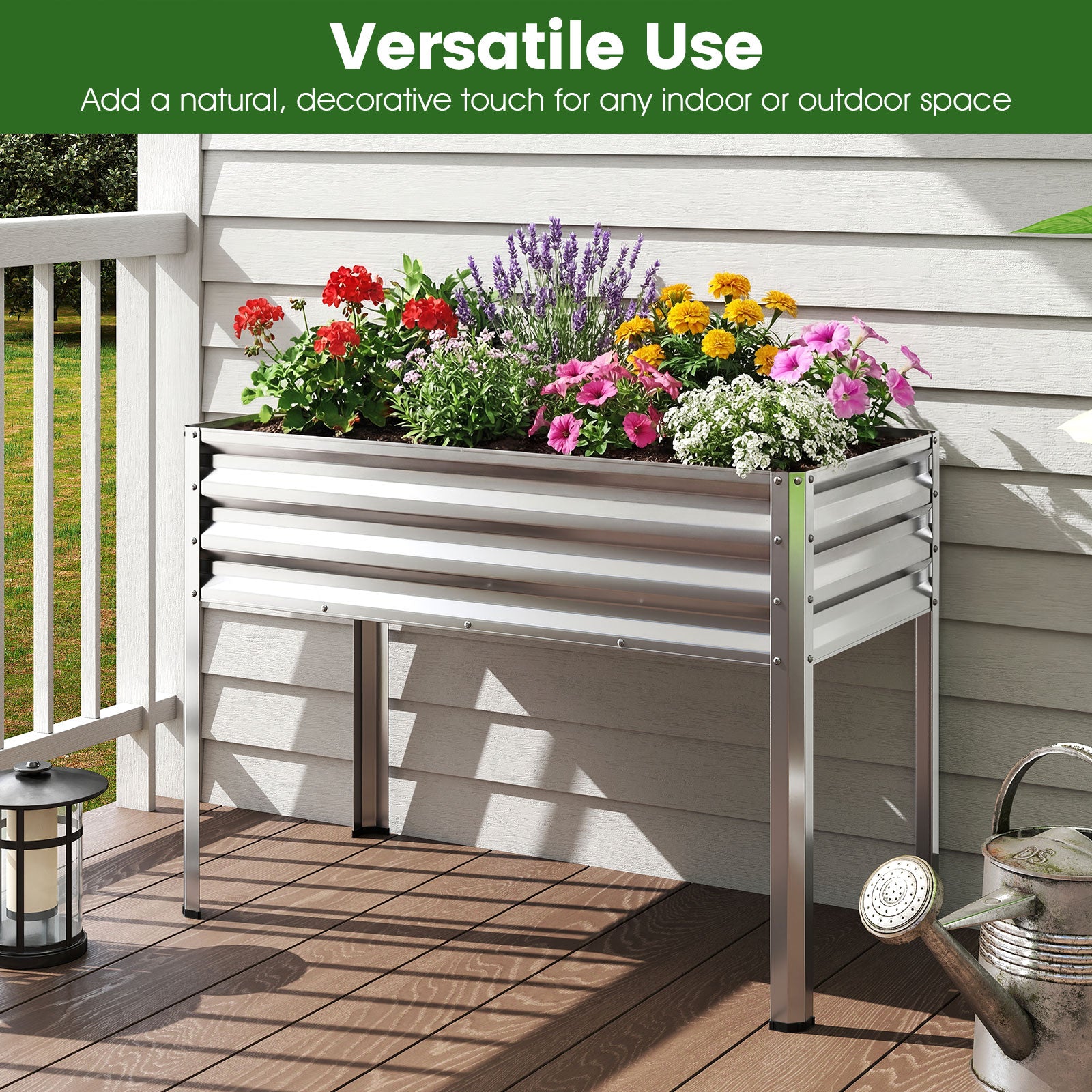 Large Elevated Metal Planter Box Set, 2 Pack, Silver Raised Garden Beds at Gallery Canada
