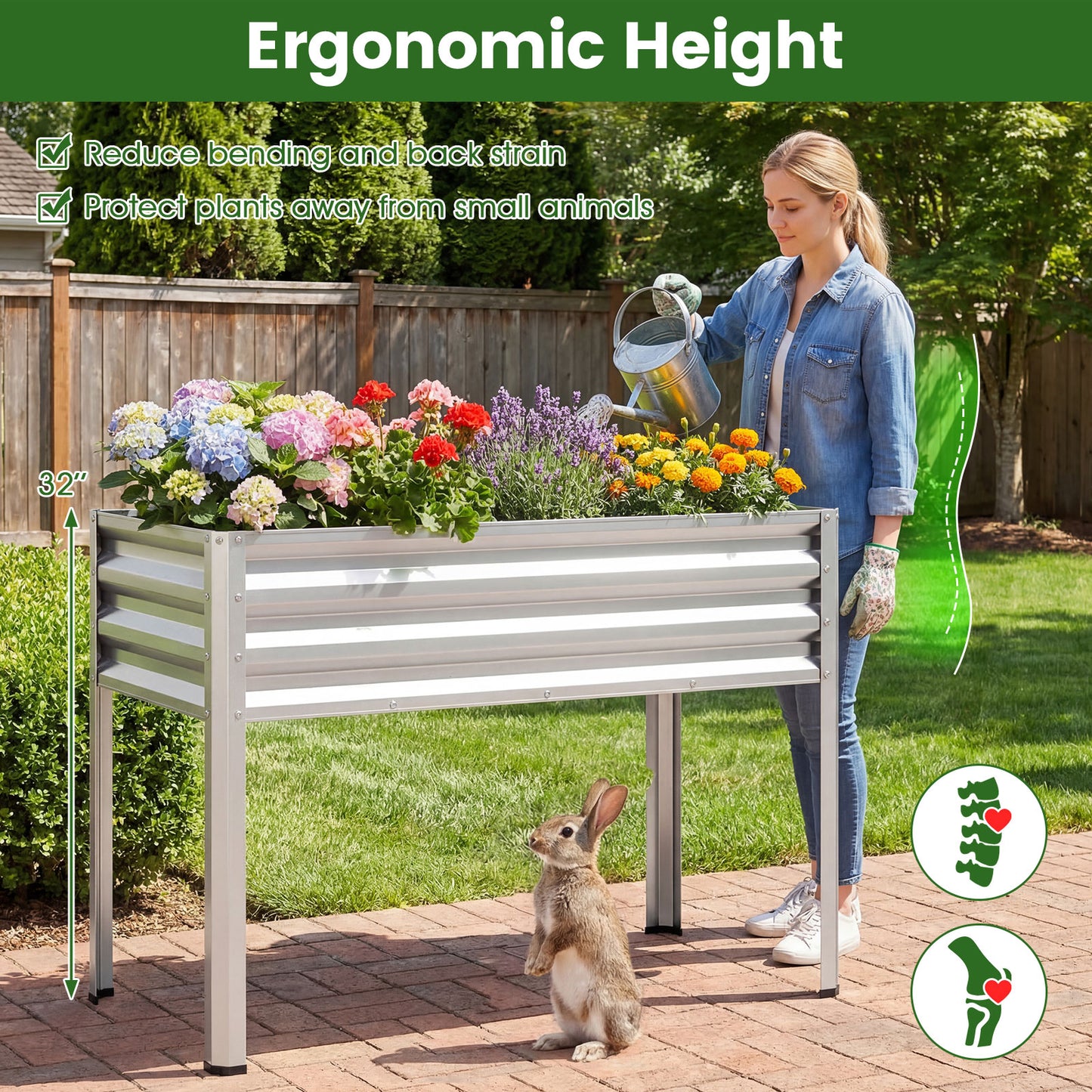 Large Elevated Metal Planter Box Set, 2 Pack, Silver Raised Garden Beds at Gallery Canada