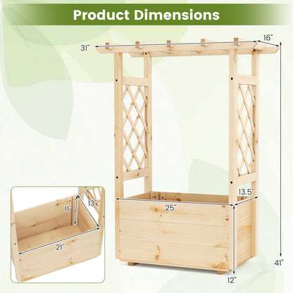 Raised Garden Bed, Wooden Elevated Planter Box, Hanging Roof, S