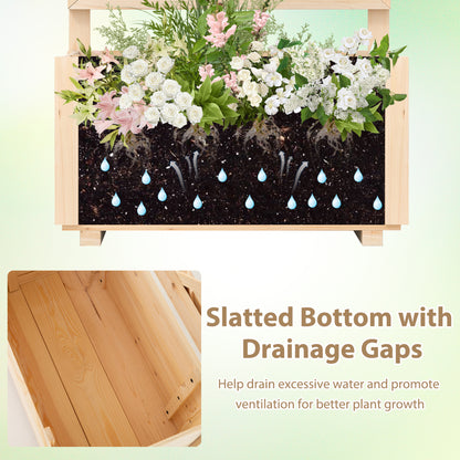 Wooden Raised Garden Bed, Elevated Planter Box With Lattice Trellis-S, Natural