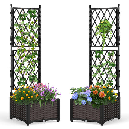 Raised Garden Bed with Lattice Trellis Drainage Self-Watering Elevated Vertical Planter Boxes, Black Raised Garden Beds at Gallery Canada