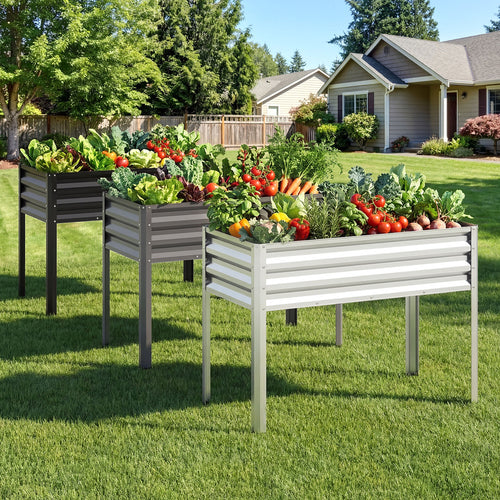 Large Elevated Metal Planter Box With Legs, Black