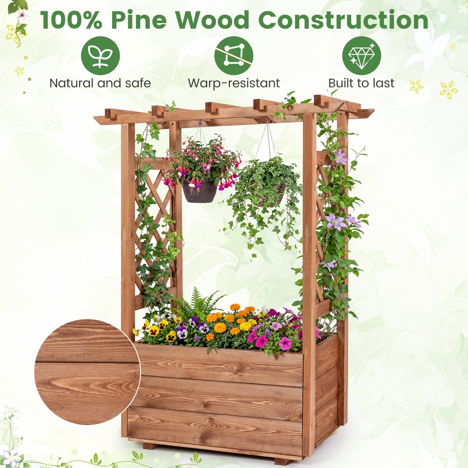 Raised Garden Bed With Lattice Trellises, Hanging Roof, Set Of 2, Orange Raised Garden Beds at Gallery Canada