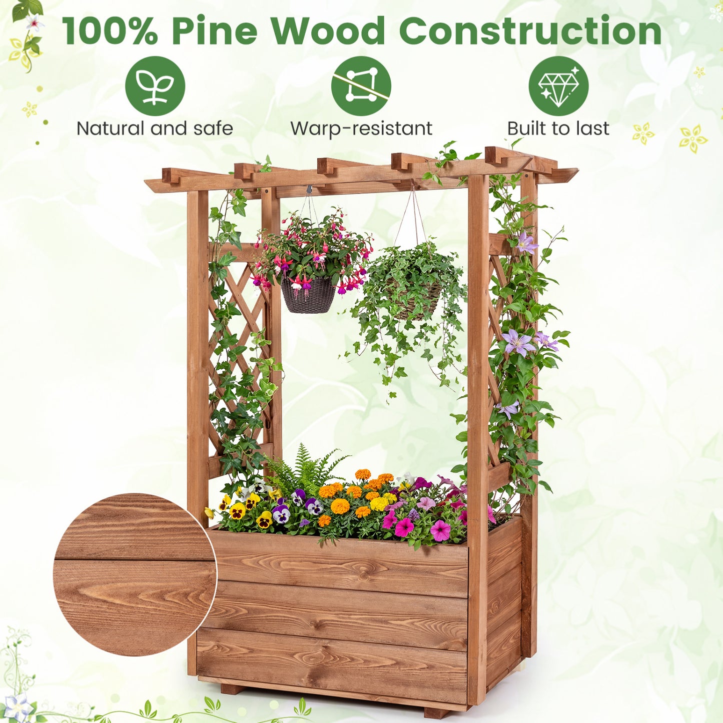 Raised Garden Bed With Lattice Trellises, Hanging Roof, Set Of 2, Orange Raised Garden Beds at Gallery Canada
