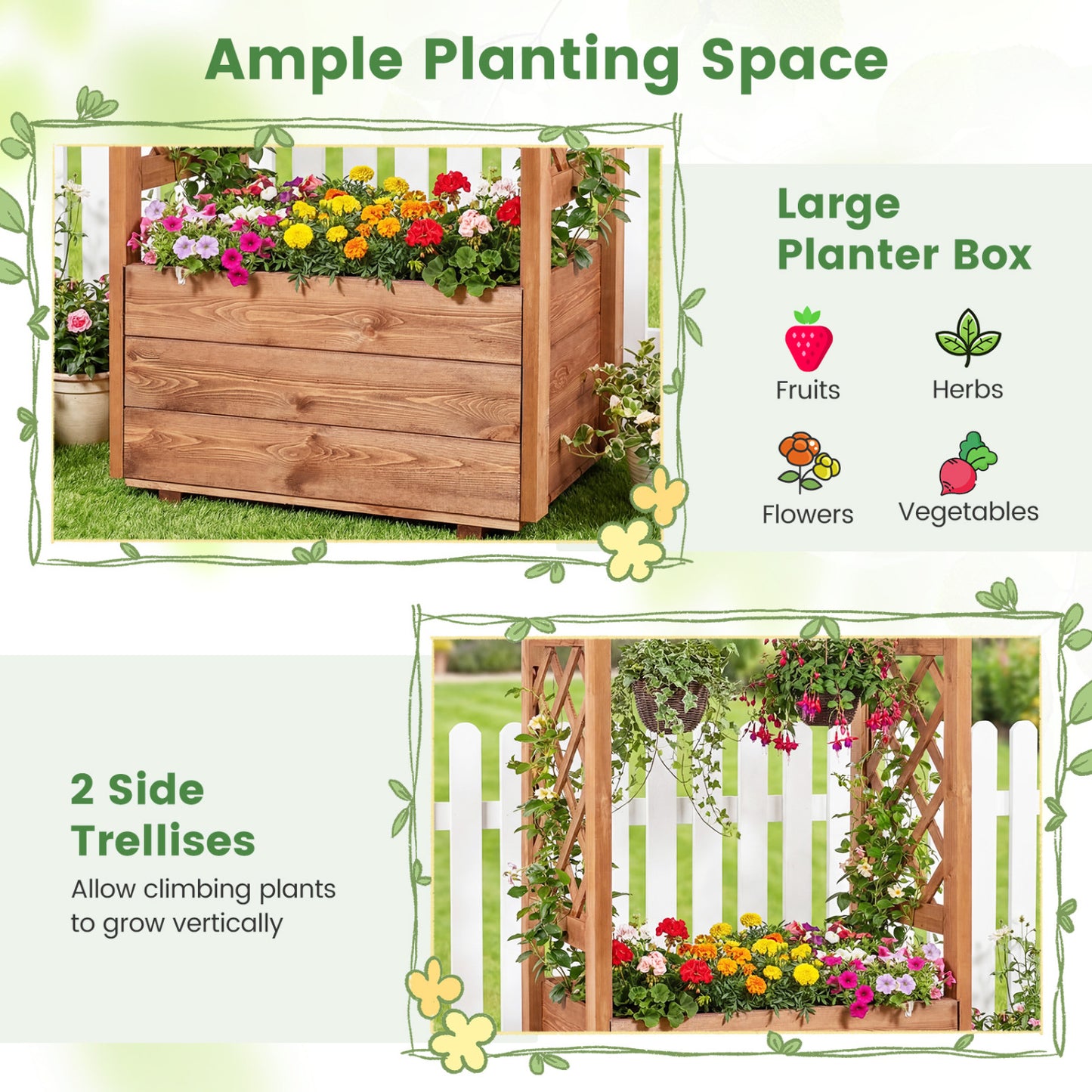 Raised Garden Bed With Lattice Trellises, Hanging Roof, Set Of 2, Orange Raised Garden Beds at Gallery Canada