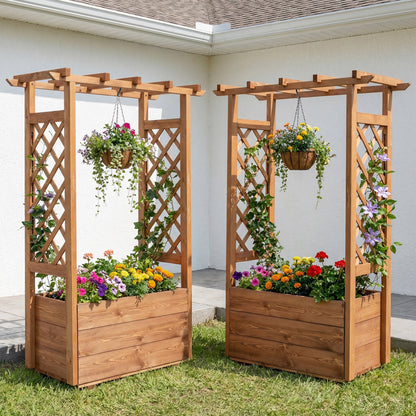 Raised Garden Bed With Lattice Trellises, Hanging Roof, Set Of 2, Orange Raised Garden Beds at Gallery Canada