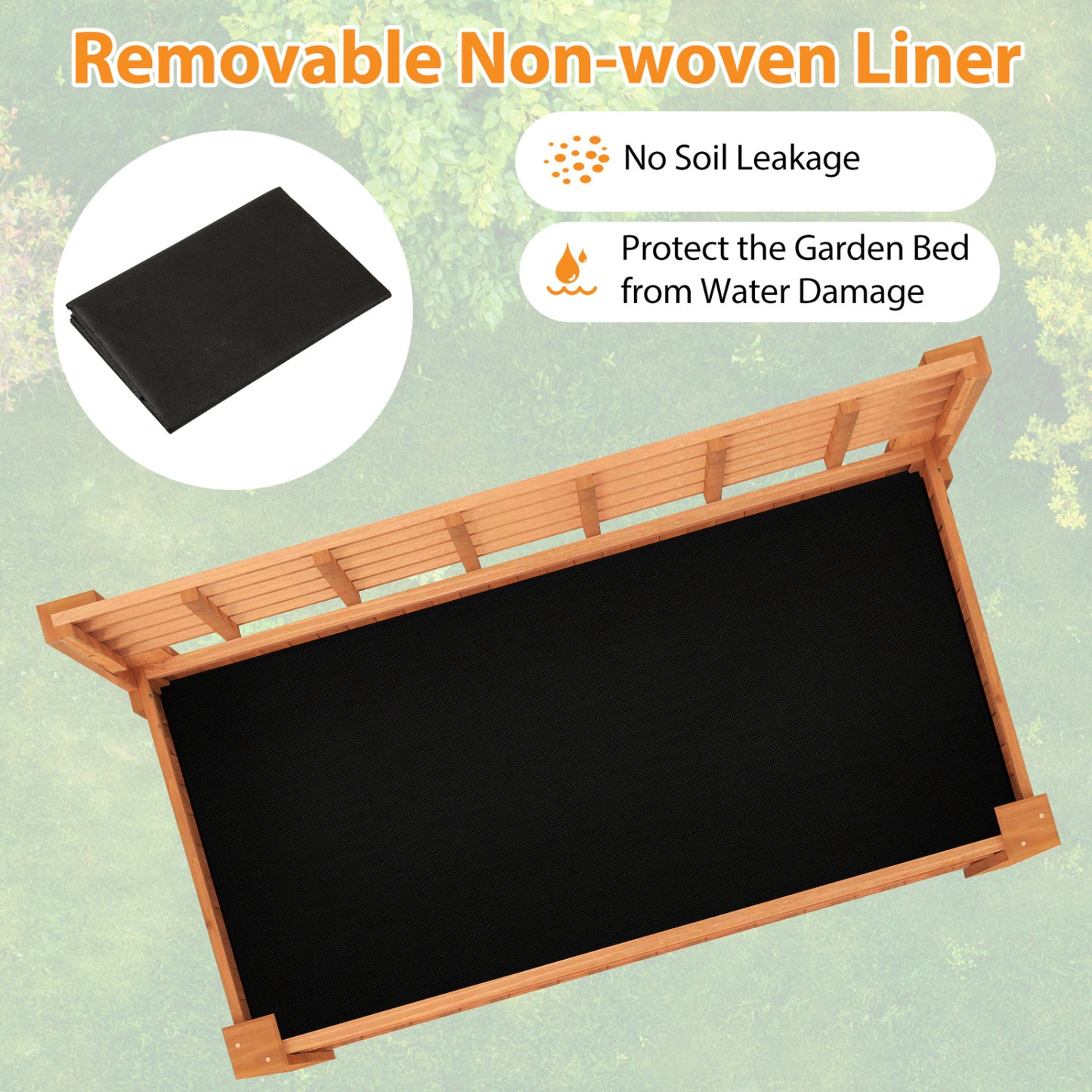 Wooden Raised Garden Bed With Trellis, Elevated Planter Box With Legs, Orange