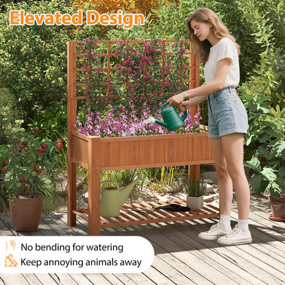 Wooden Raised Garden Bed With Trellis, Elevated Planter Box With Legs, Orange