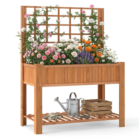 Wooden Raised Garden Bed With Trellis, Elevated Planter Box With Legs, Orange Raised Garden Beds Orange at Gallery Canada