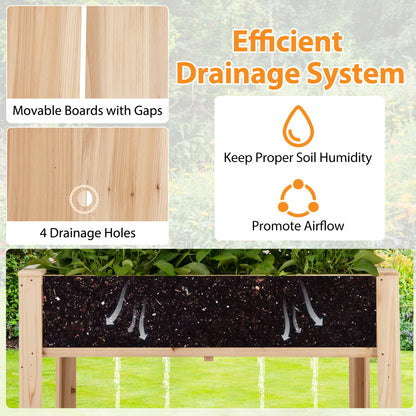 Wooden Raised Garden Bed With Trellis, Elevated Planter Box With Legs, Natural
