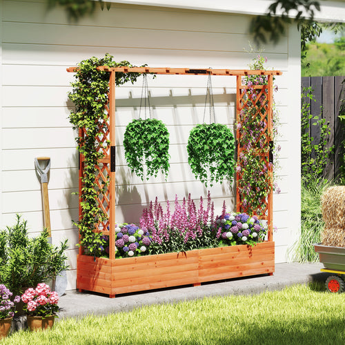 Raised Garden Bed With Arch Trellis, Hanging Roof, Orange