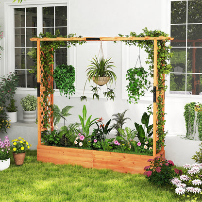 Raised Garden Bed With Arch Trellis, Hanging Roof, Orange