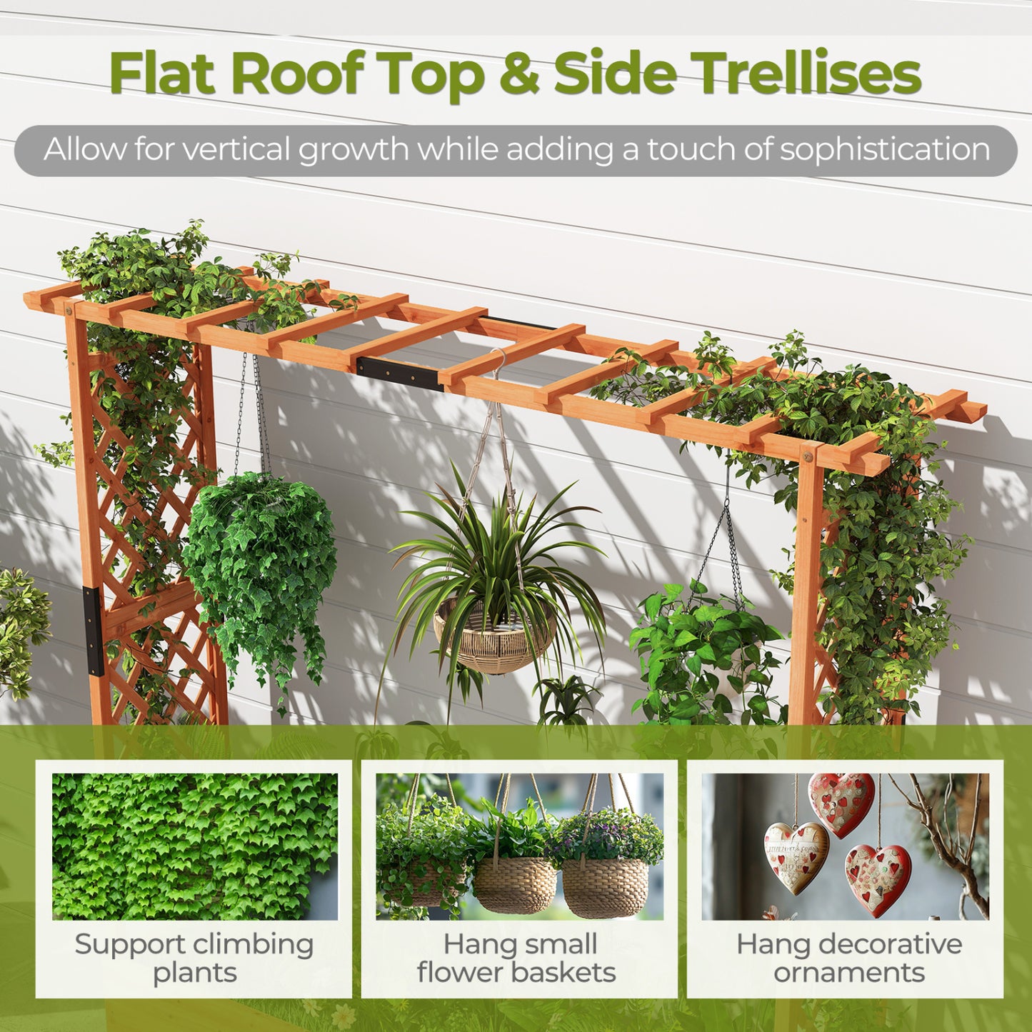 Raised Garden Bed With Arch Trellis, Hanging Roof, Orange