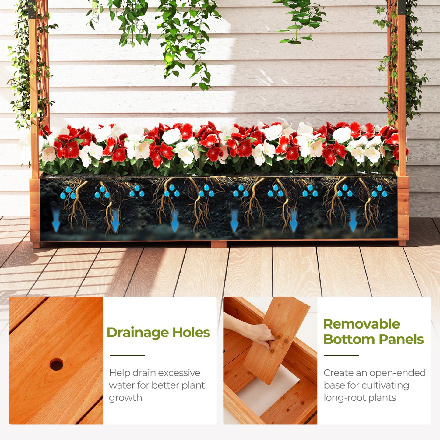 Raised Garden Bed With Arch Trellis, Hanging Roof, Orange