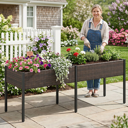 Raised Garden Bed With Legs, Removable Liner, Brown