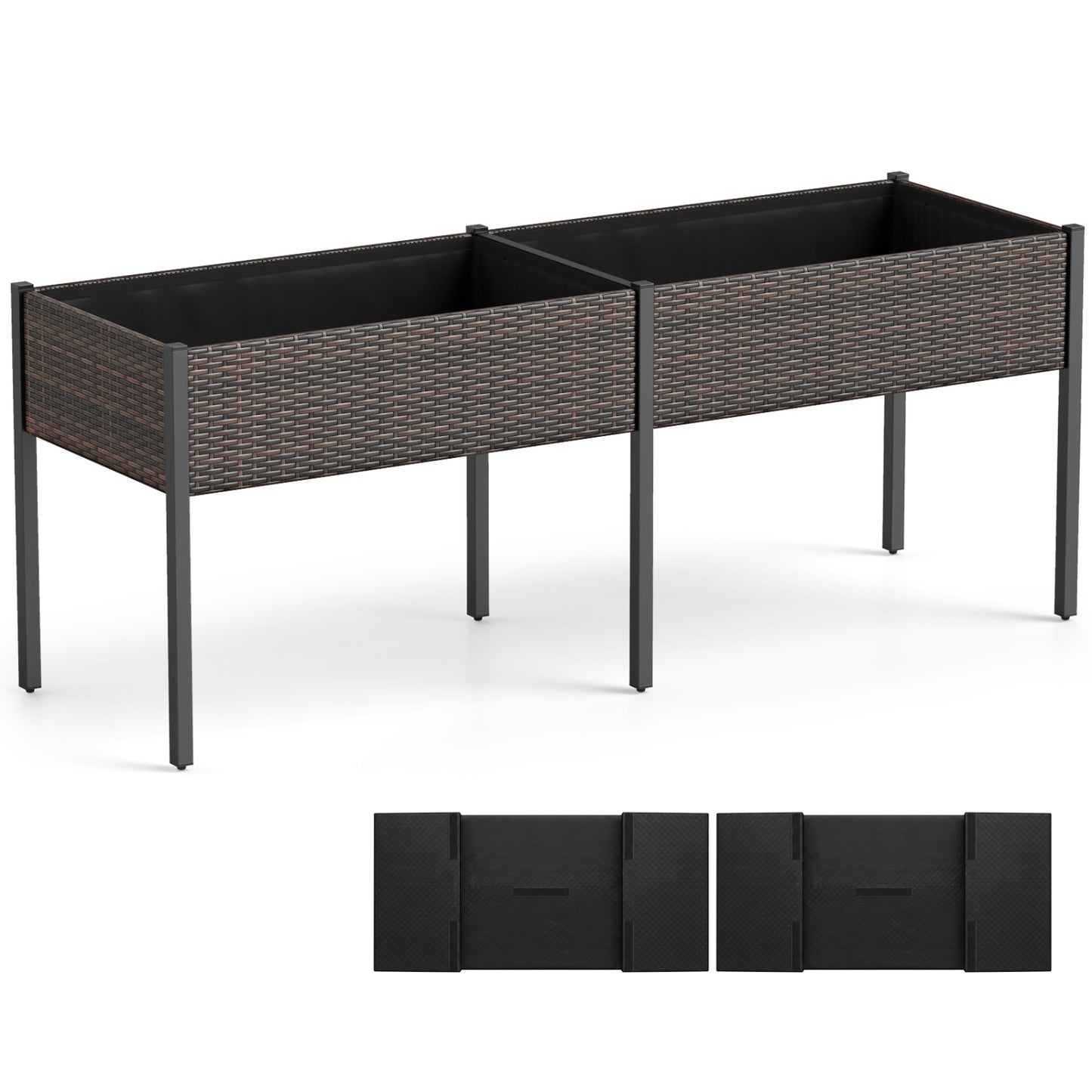 Raised Garden Bed With Legs, Removable Liner, Brown