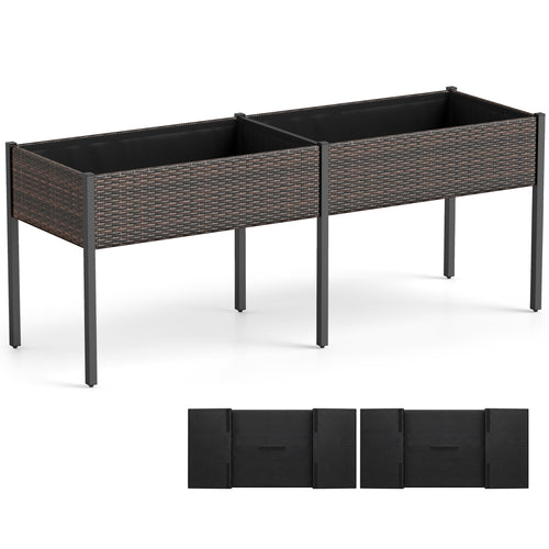 Raised Garden Bed With Legs, Removable Liner, Brown