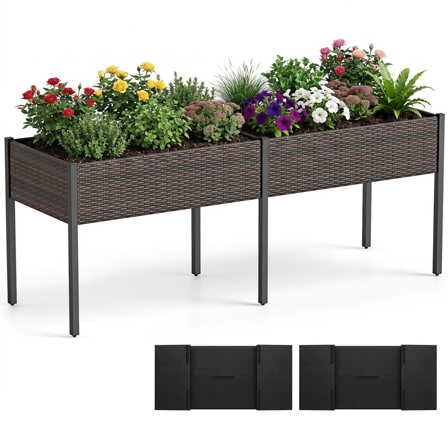 Raised Garden Bed With Legs, Removable Liner, Brown