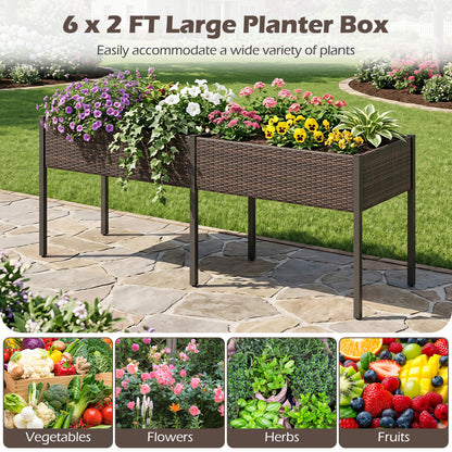 Raised Garden Bed With Legs, Removable Liner, Brown