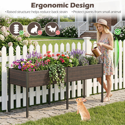 Raised Garden Bed With Legs, Removable Liner, Brown