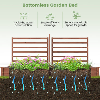 Raised Garden Bed, 2 Planter Boxes, 3 Trellis, Brown