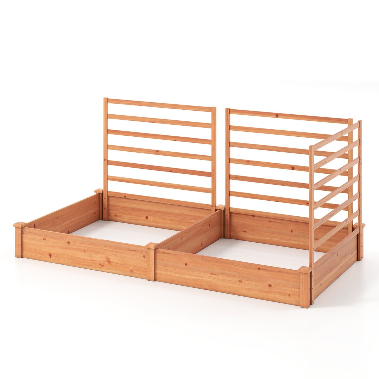 Raised Garden Bed 2 Planter Boxes 3 Trellis, Oak