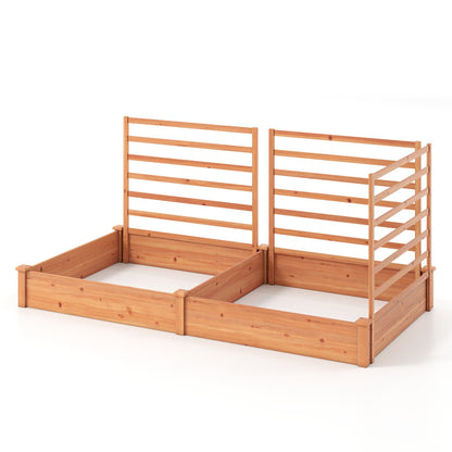 Raised Garden Bed 2 Planter Boxes 3 Trellis, Oak