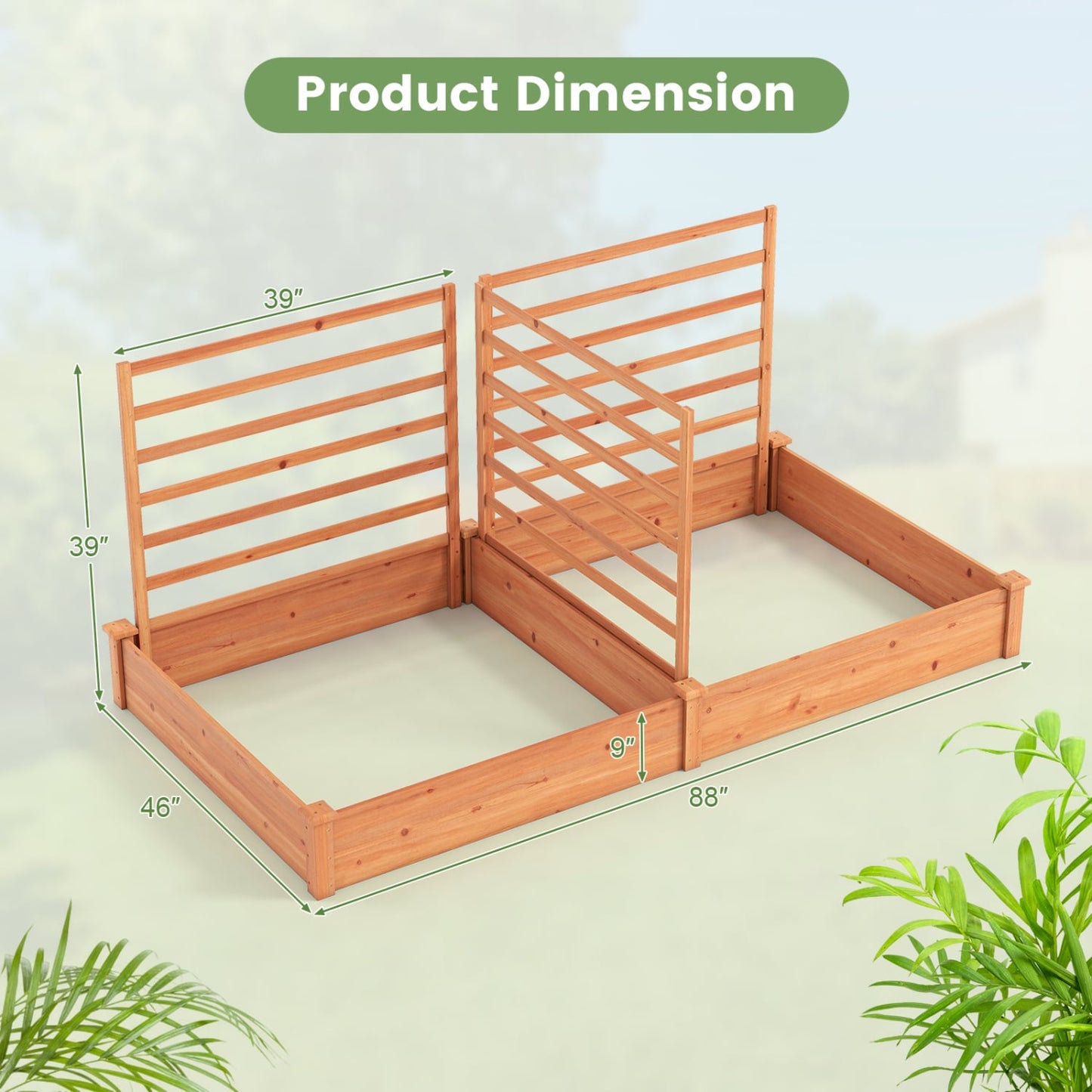 Raised Garden Bed 2 Planter Boxes 3 Trellis, Oak