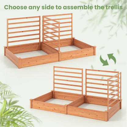 Raised Garden Bed 2 Planter Boxes 3 Trellis, Oak