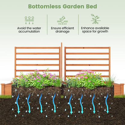 Raised Garden Bed 2 Planter Boxes 3 Trellis, Oak