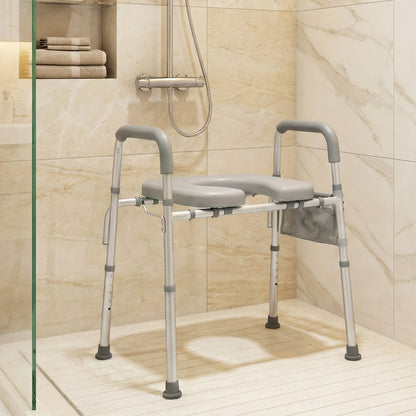 Raised Toilet Seat With Handles, Padded Arms, Silver Bath Safety at Gallery Canada