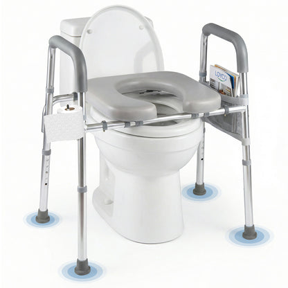 Raised Toilet Seat With Handles, Padded Arms, Silver Bath Safety Silver at Gallery Canada
