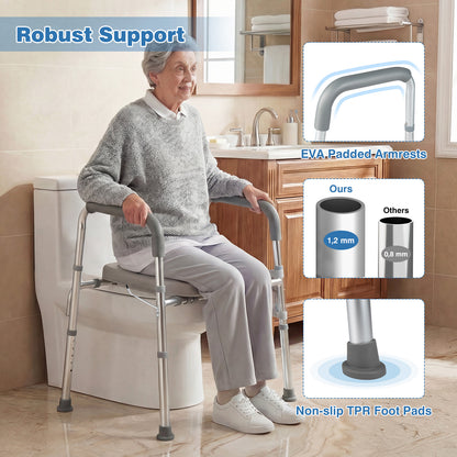 Raised Toilet Seat With Handles, Padded Arms, Silver Bath Safety at Gallery Canada