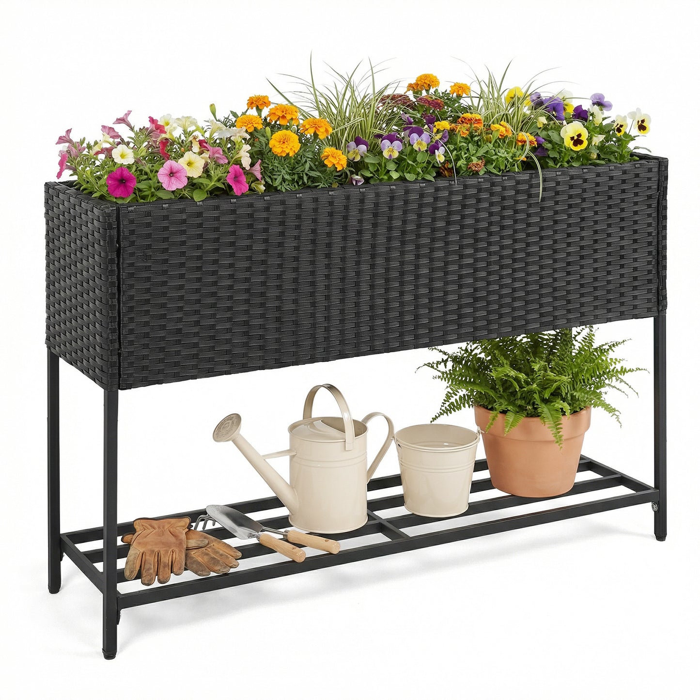 Raised Wicker Garden Bed With Storage Shelf, Removable Liner Raised Garden Beds at Gallery Canada