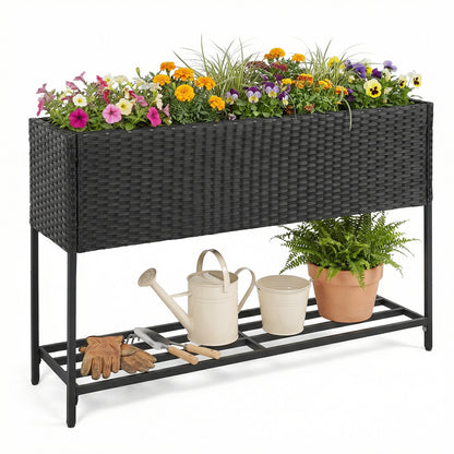 Raised Wicker Garden Bed With Storage Shelf, Removable Liner Raised Garden Beds at Gallery Canada