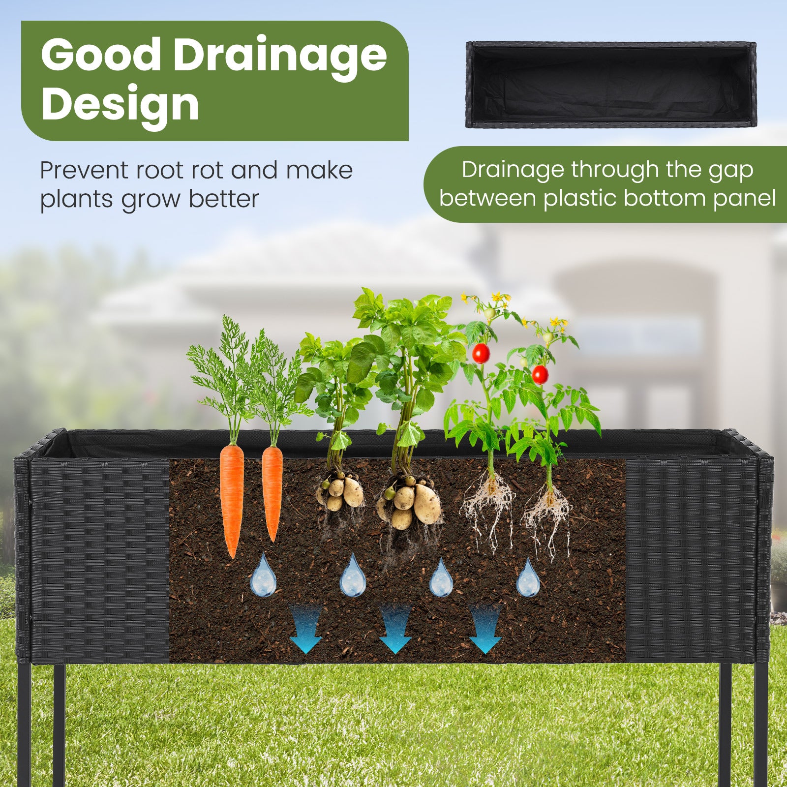 Raised Wicker Garden Bed With Storage Shelf, Removable Liner Raised Garden Beds at Gallery Canada