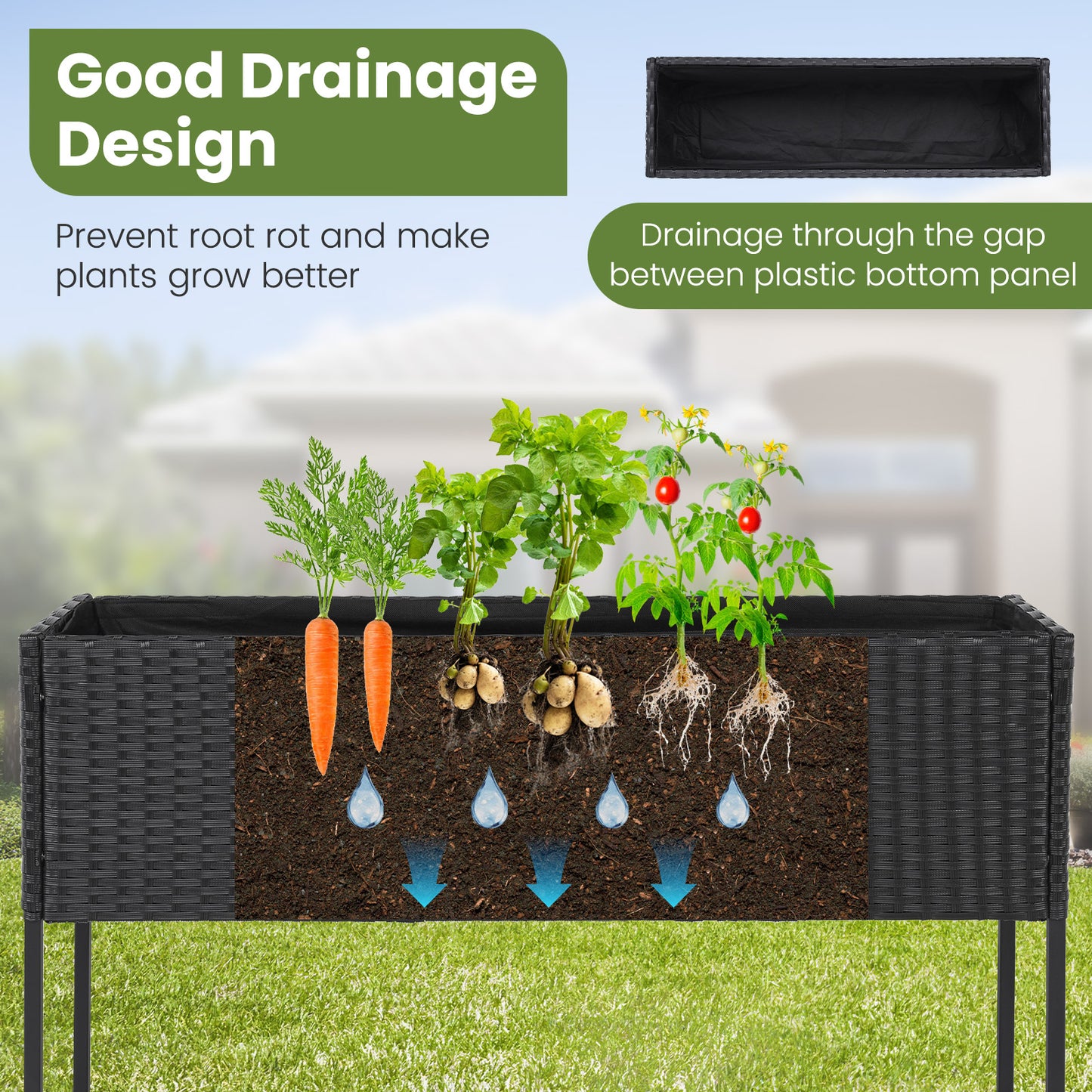 Raised Wicker Garden Bed With Storage Shelf, Removable Liner Raised Garden Beds at Gallery Canada