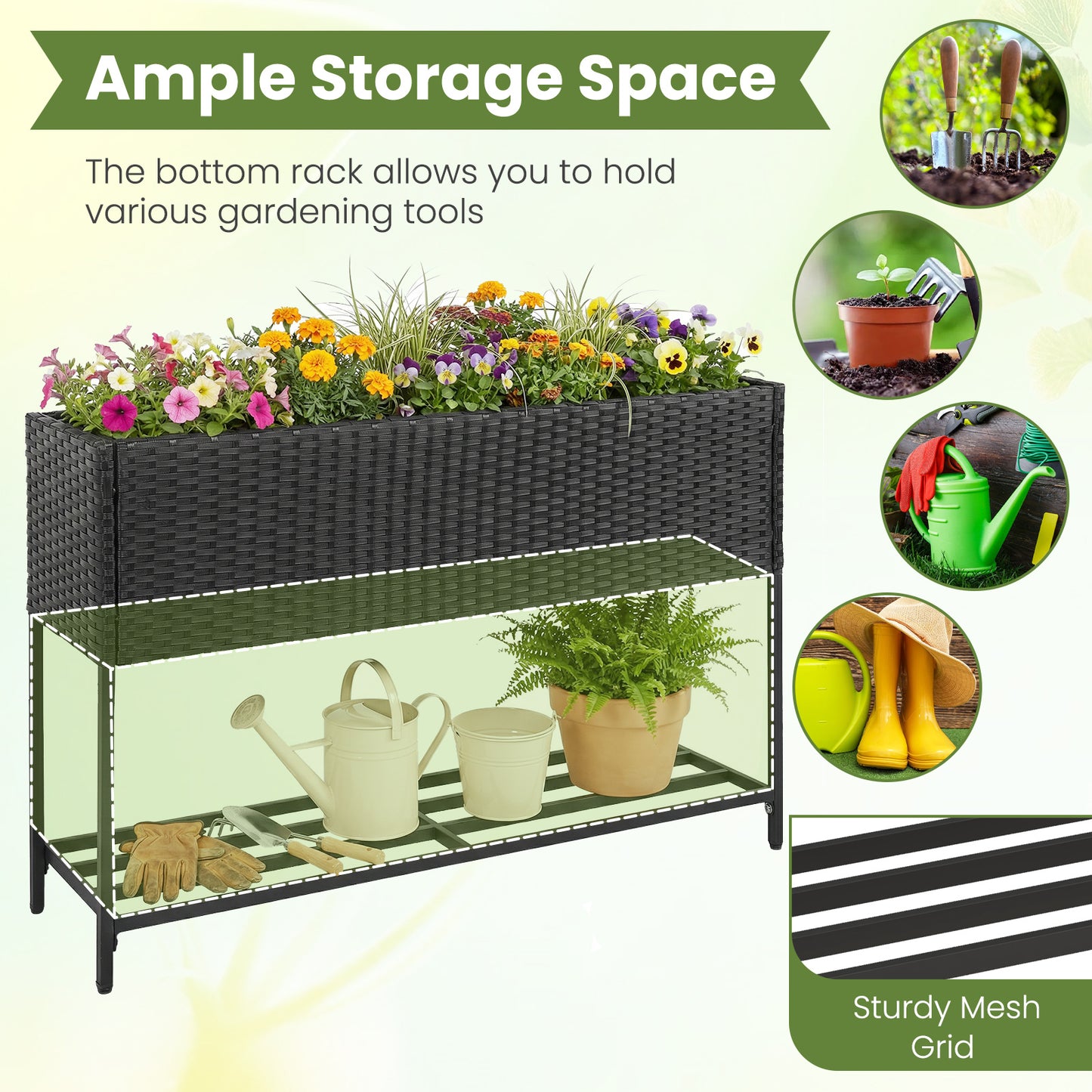 Raised Wicker Garden Bed With Storage Shelf, Removable Liner Raised Garden Beds at Gallery Canada