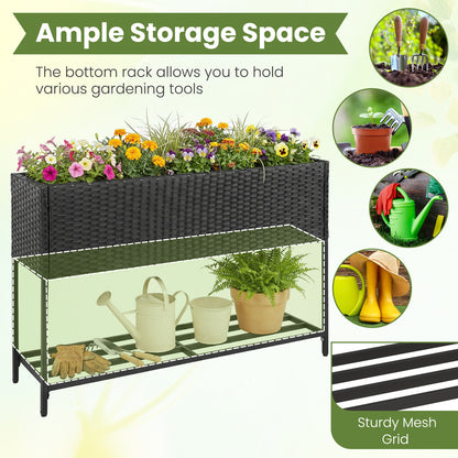 Raised Wicker Garden Bed With Storage Shelf, Removable Liner Raised Garden Beds at Gallery Canada