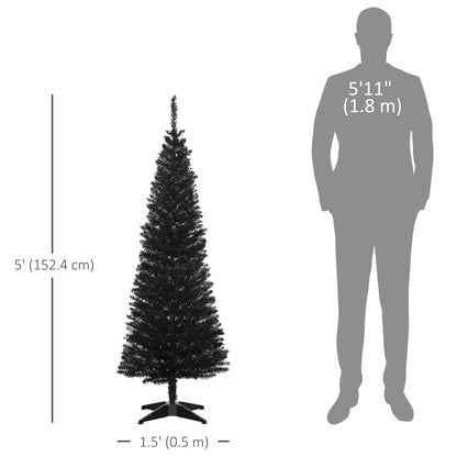 5FT Artificial Pencil Christmas Tree, Realistic Branches, Stable Stand, Black Pencil Christmas Trees at Gallery Canada