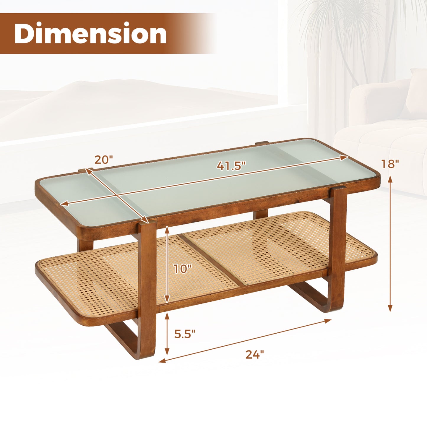 Rattan Coffee Table With Tempered Glass Top, Walnut Coffee Tables at Gallery Canada