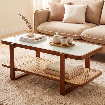 Rattan Coffee Table With Tempered Glass Top, Walnut Coffee Tables at Gallery Canada