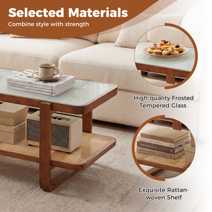 Rattan Coffee Table With Tempered Glass Top, Walnut Coffee Tables at Gallery Canada