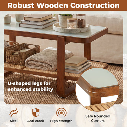 Rattan Coffee Table With Tempered Glass Top, Walnut Coffee Tables at Gallery Canada