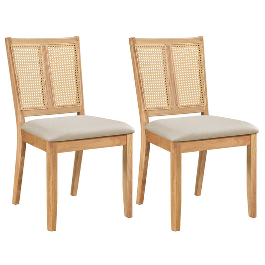 Rattan Dining Chairs Set Of 2, Curved Backrest, Padded Seat, Natural Dining Chairs Natural at Gallery Canada