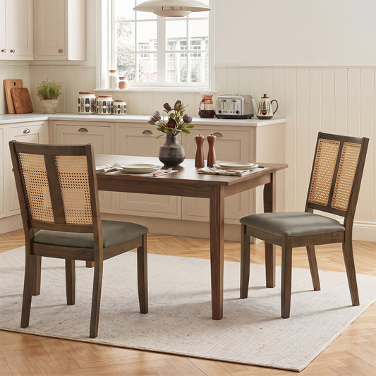 Rattan Dining Chairs Set of 2 with Curved Backrest, Gray Dining Chairs Gray at Gallery Canada