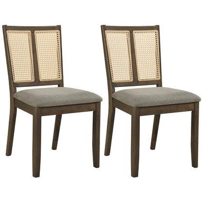 Ensemble de 2 chaises de salle à manger en rotin avec dossier incurvé, gris