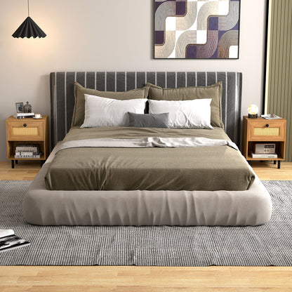 Rattan Nightstand Boho End Table with Rattan Drawer and Open Shelf Set of 2, Natural Nightstands at Gallery Canada