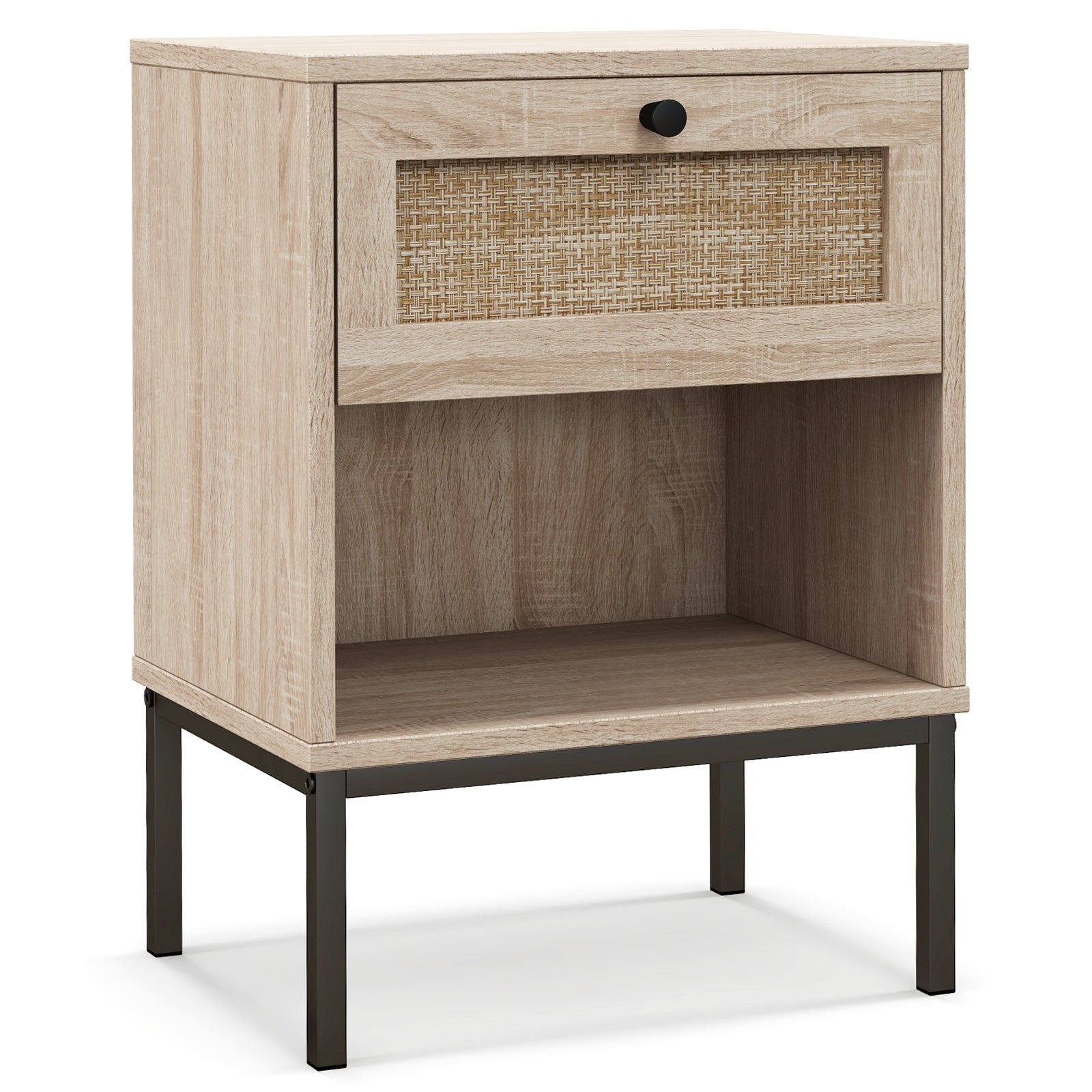 Rattan Nightstand With Drawer And Shelf, Oak Nightstands at Gallery Canada